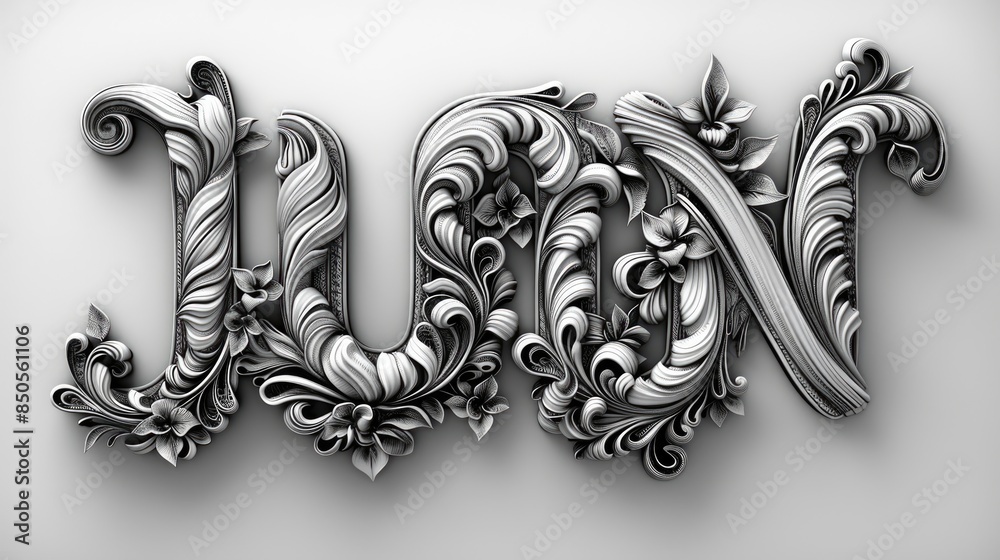 Poster a close-up of a letter 'u' made up of intricate designs, perfect for use in branding or packaging ma