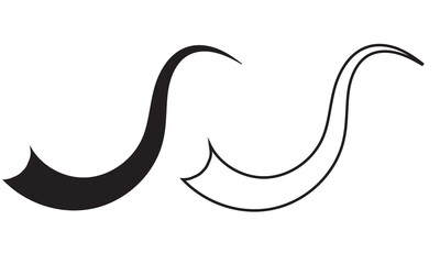 Swoosh line vector, underline swish, stroke swash swirl, curly hand drawn text calligraphic brush tail, black fireworks icon set isolated on white background. EPS 10/AI