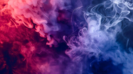 Obraz premium Vibrant abstract red and blue smoke dynamic illustration background. Flowing wave motion effect, neon cloud or mist wallpaper