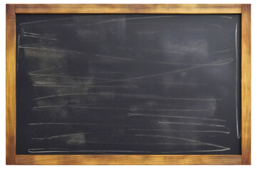 Empty blank blackboard or chalkboard object isolated on transparent background. Elementary or primary school education classroom frame for drawing and teaching