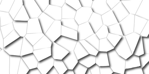 Abstract white paper cut shadows background realistic crumpled paper decoration textured with multi tiles mosaic seamless pattern. Quartz cream white Broken Stained Glass.3d shapes.