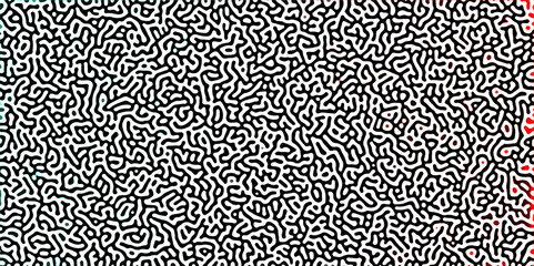 Abstract Turing organic wallpaper with background. Turing reaction diffusion monochrome seamless pattern with chaotic motion. Natural seamless line pattern.