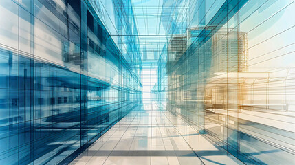 Abstract geometric futuristic architectural house or home building interior design blueprint drawing. Urban city structure, illustration wallpaper background