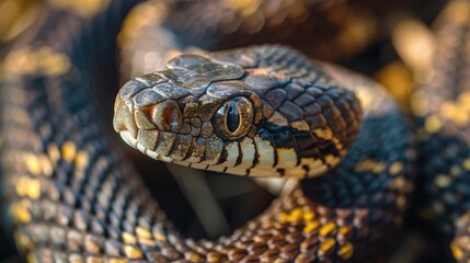Fototapeta premium Close up image of a water snake posing at a wildlife conservation facility