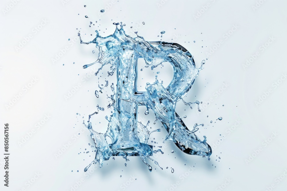 Canvas Prints A close-up view of water droplets forming a letter R shape