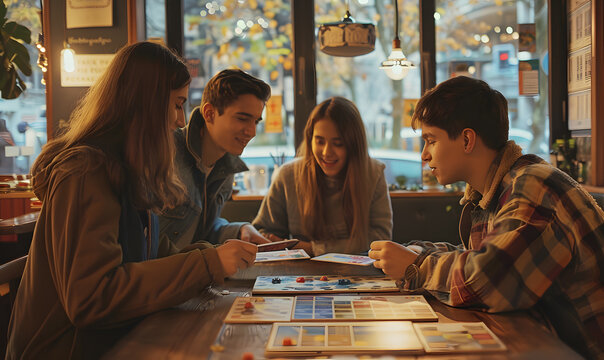 Teenagers doing holiday activities happily and having fun