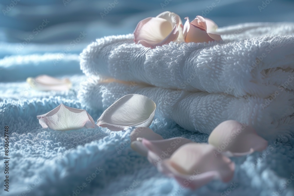 Poster a collection of white towels placed on top of a bed, ready for use