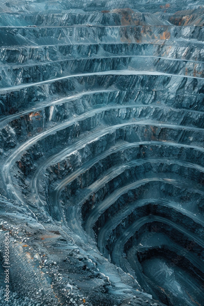 Poster a large open pit filled with dirt and debris, suitable for use in construction or industrial backgro