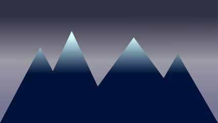 This is a beautiful evening landscape of a huge mountains on a gradient background.
