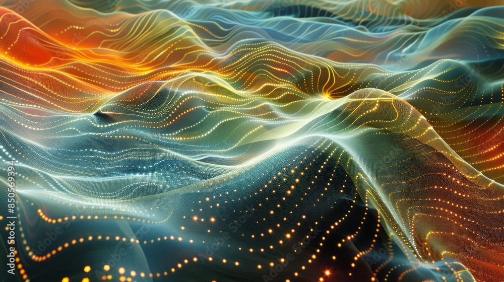 Aufkleber a colorful, abstract image of a wave with a lot of dots