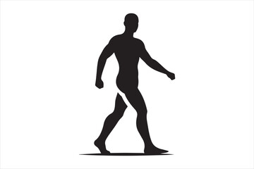 Vector silhouettes of man walking business people, black color isolated on white background