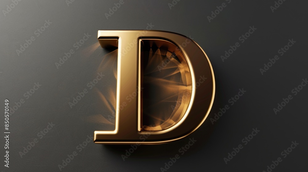 Poster a single golden letter d on a black background, suitable for use in design and graphic projects