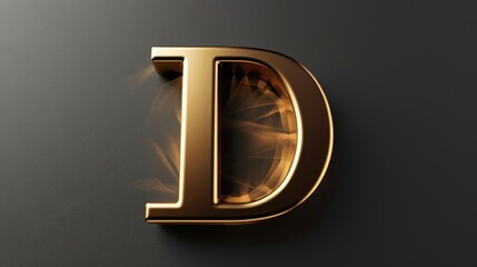 A single golden letter D on a black background, suitable for use in design and graphic projects