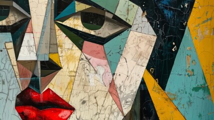 Fototapeta premium Abstract Portrait With Red Lips