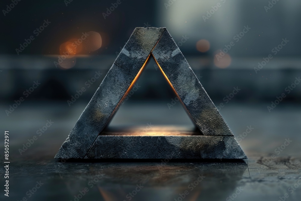 Aufkleber A triangle-shaped object on a smooth concrete surface
