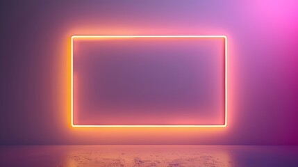 Neon Frame on Purple Wall