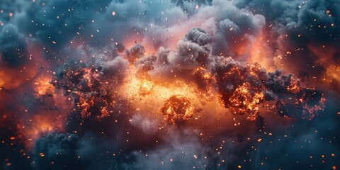 Obraz premium Fiery Explosion in the Dark Sky