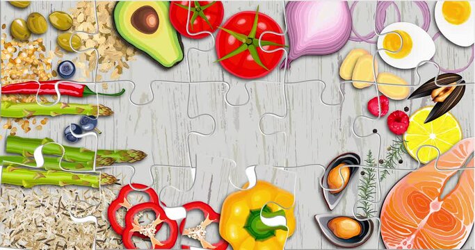 Cooking intro template with blank space. Can be used in cooking show recipe, program title, opener, intro etc. 4k footage