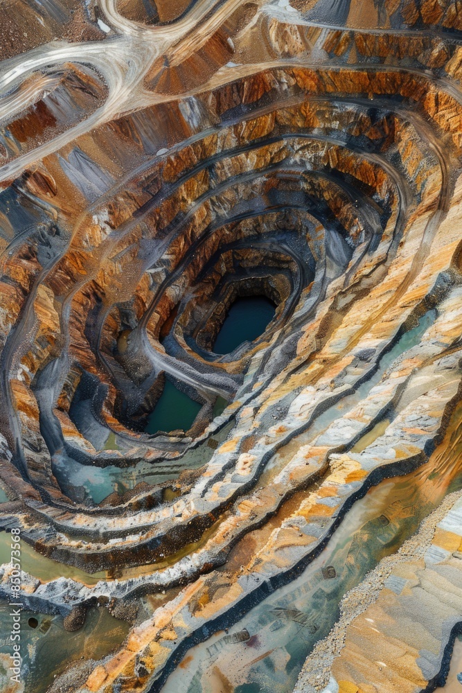 Aufkleber aerial image of a large open pit mine