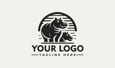 Hippos silhouette style Vector Logo Capture Attention with the Bold and Memorable Hippo Vector Logo