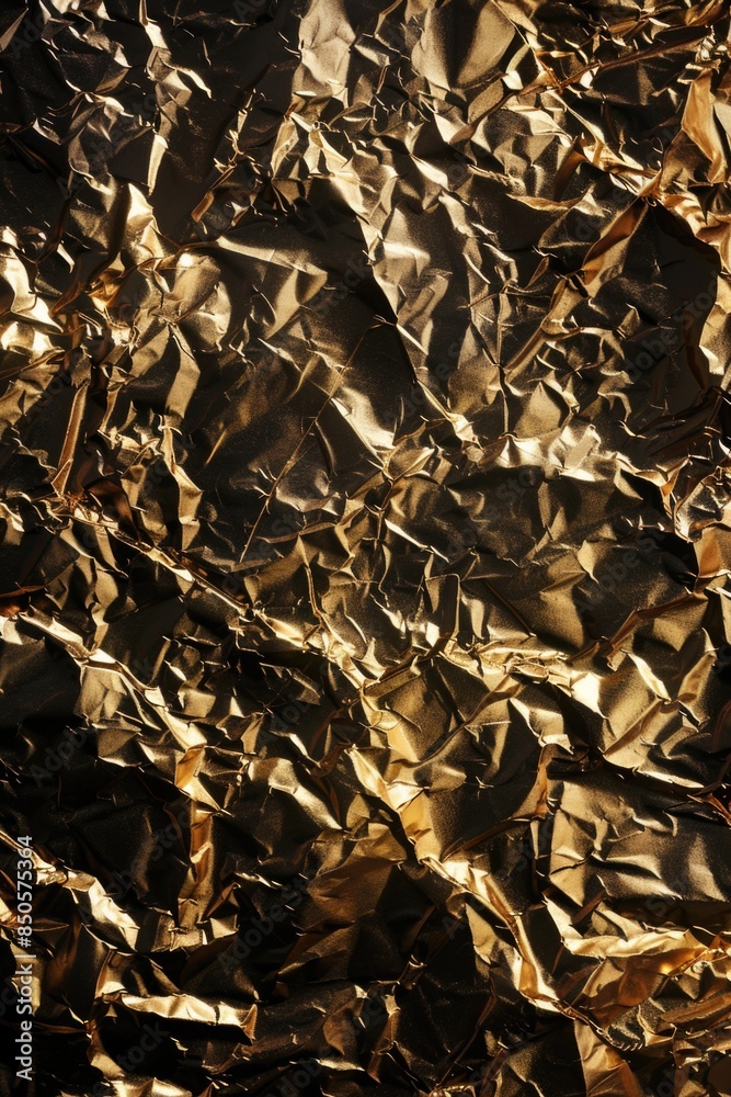 Poster a close-up view of a sheet of aluminum foil with its smooth, reflective surface and slightly folded 