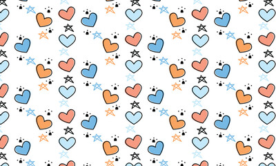 hand drawn love pattern on white background