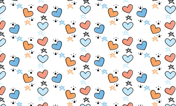 hand drawn love pattern on white background
