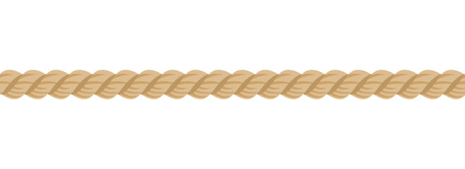 Seamless rope isolated on white background. Vector cartoon flat illustration.