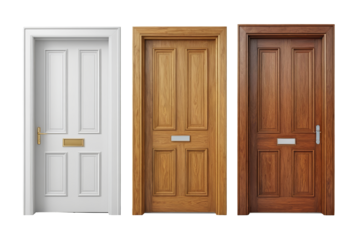 Open and Closed Door Isolated on White Background 