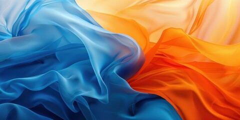 Abstract Blue and Orange Fabric Swirls