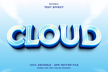 Cloud 3D Editable Text Effect Template Style Premium Vector
