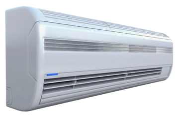 White air conditioner object isolated on transparent background. Home house cooling technology equipment, cold temperature, office room comfort system