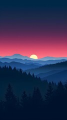 sunset in mountains
