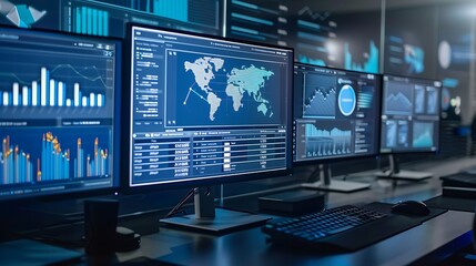 Naklejka premium business, computer, technology, internet, people, businessman, digital, woman, screen, communication, concept, network, video, media, office, interface, touch, tv, laptop, hand, web, television, perso