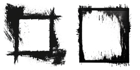 black scratches frame border for text isolated on white or transparent png