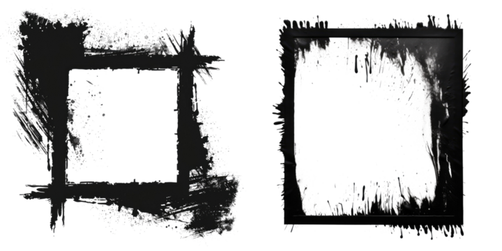 black scratches frame border for text isolated on white or transparent png