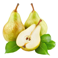 pears with leaves isolated