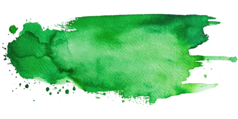 green watercolor splash isolated