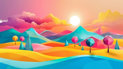 Desert, sun, dunes, palm trees, stunning landscape.