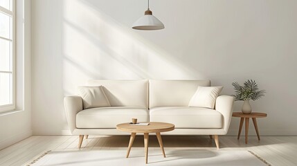 living room with sofa and rounded table