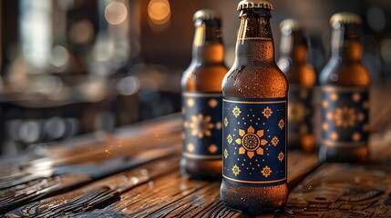 Beer label generic design Closeup of a beer bottle with a creatively designed generic craft beer label