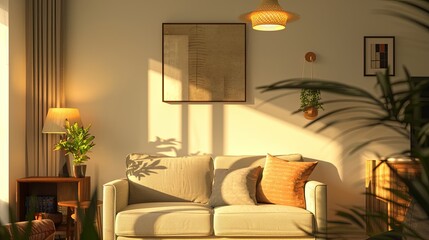 living room with sofa and rounded table