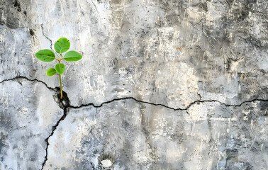 Small plant grown up into the wall