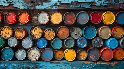 Beer cap Macro shot of colorful beer caps scattered on a rustic wooden surface, high detail, studio lighting, bottle caps collection, vibrant and eclectic, copy space