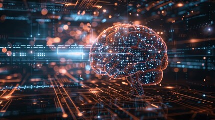 A picture that symbolizes artificial intelligence, with light and a sense of technology 