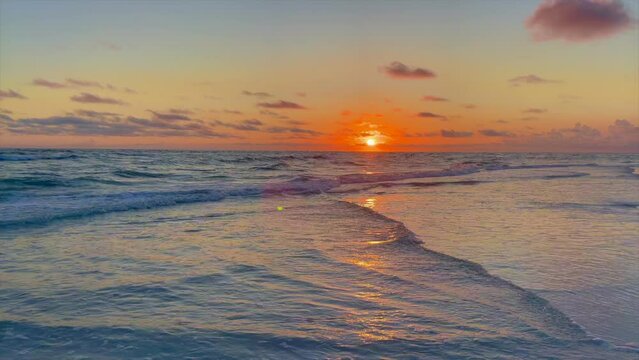 Lavender Sunset Peaceful Beach Waves