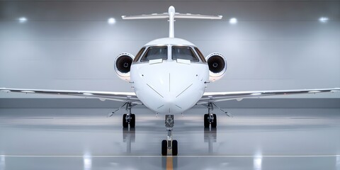 State-of-the-Art Private Jet Parked in a Contemporary Hangar. Concept Luxury Travel, Private Jet, Contemporary Hangar, State-of-the-Art Aircraft