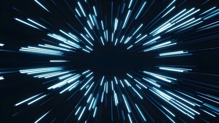 Abstract Geometric Stripe Line Art on Dark Blue Modern Technology Concept