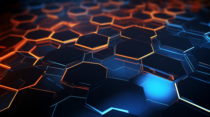 Obraz premium Techno Hexagonal Structure with Vibrant Glows