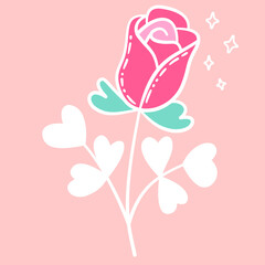 pink rose Heart-shaped leaves given to you